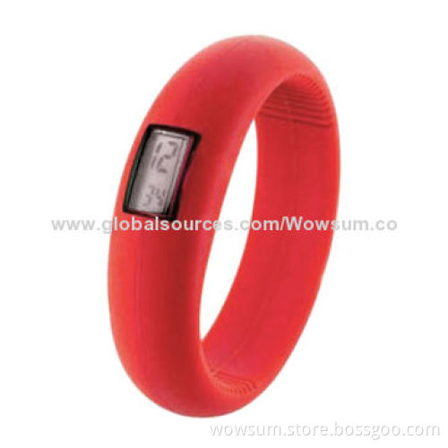 Silicone Bracelet Watch for Promotion, Digital Movement, Eco-friendly Material and Waterproof